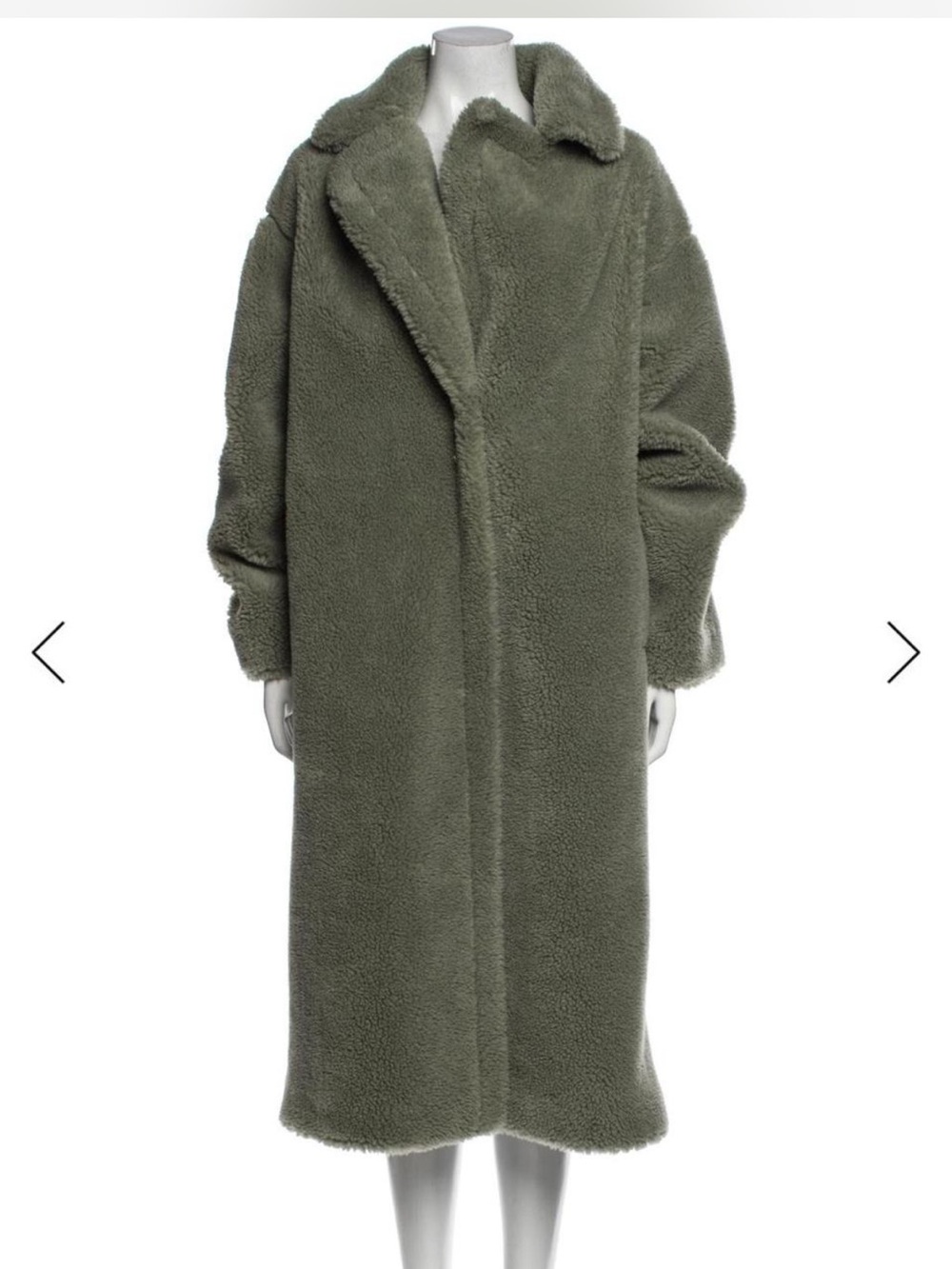 STAND STUDIO Faux Fur Long Green Coat